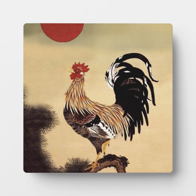 Rooster Crowing von Ito Jakuchu Fotoplatte (Vorderseite)