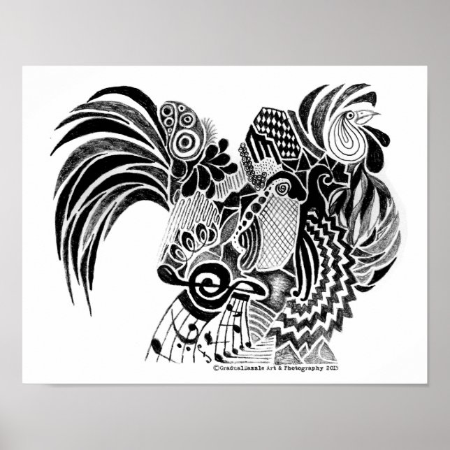 Rooster Doodle Poster (Vorne)
