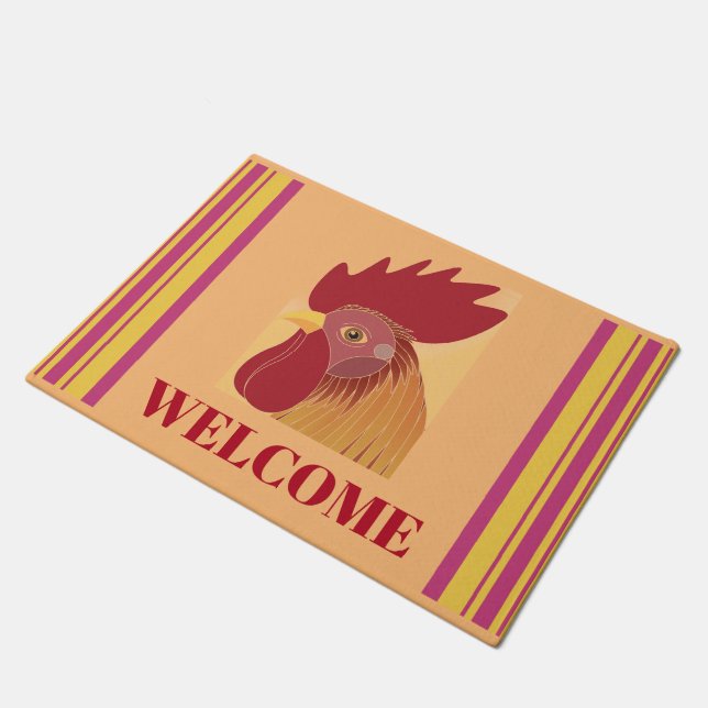 Rooster Doormat Fußmatte (Schrägansicht)
