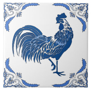 Rooster, Dutch Delft Look Keramik Tile Fliese