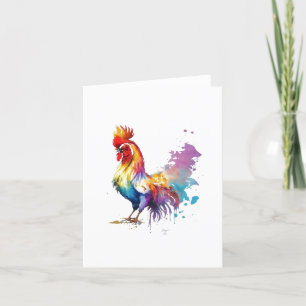Rooster F Bird Portrait in Wasserfarben & Pen Feiertagskarte