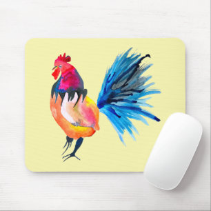 Rooster farbige Aquarellbilder Mousepad