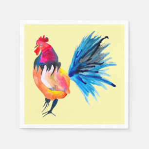 Rooster farbige Aquarellbilder Serviette