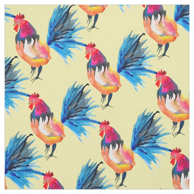 Rooster farbige Aquarellbilder Stoff (Muster)