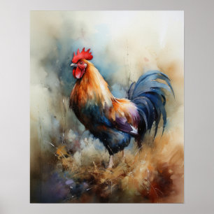Rooster Farm Animal Art Print Poster