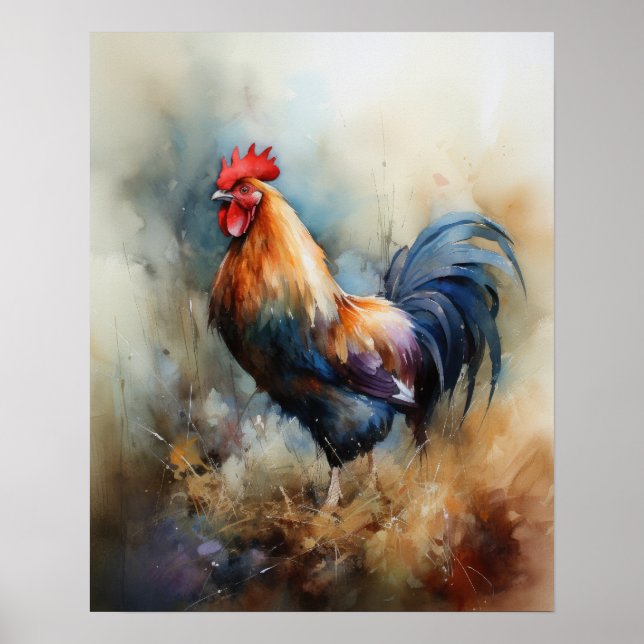 Rooster Farm Animal Art Print Poster (Vorne)