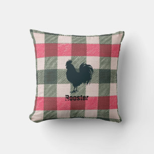 Rooster Farmhouse Gingham Anpassbar Kissen
