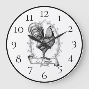 Rooster Farmhouse Wohngestaltung Große Wanduhr
