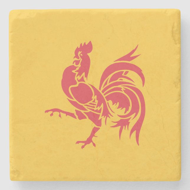 Rooster (Flagge Walloniens) Steinuntersetzer (Vorderseite)