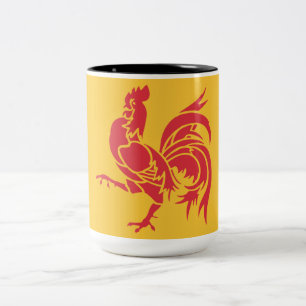 Rooster (Flagge Walloniens) Zweifarbige Tasse