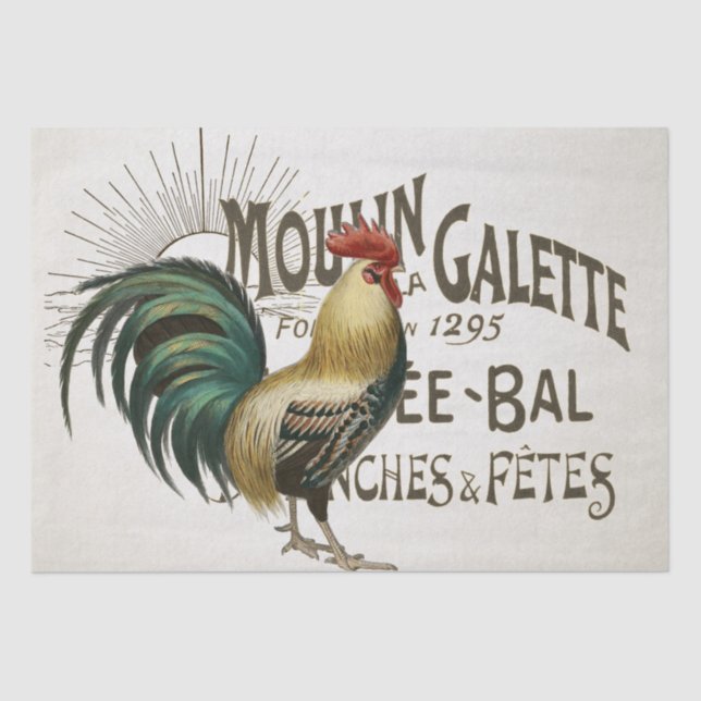 Rooster French Farmhouse Chicken Country Decouver Seidenpapier (Vorderseite)
