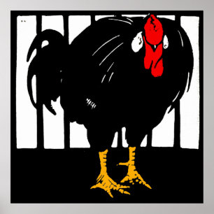 Rooster für viktorianische Holzschnitztiere Poster
