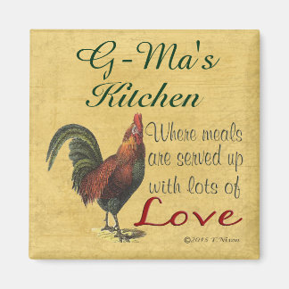 Rooster G-Ma's Küche serviert mit Liebe Magnet