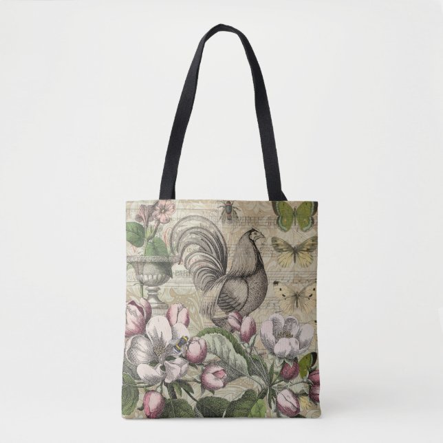 Rooster Garden Blumen Butterfly Art (Vorderseite)
