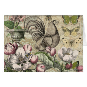 Rooster Garden Blumen Butterfly Art