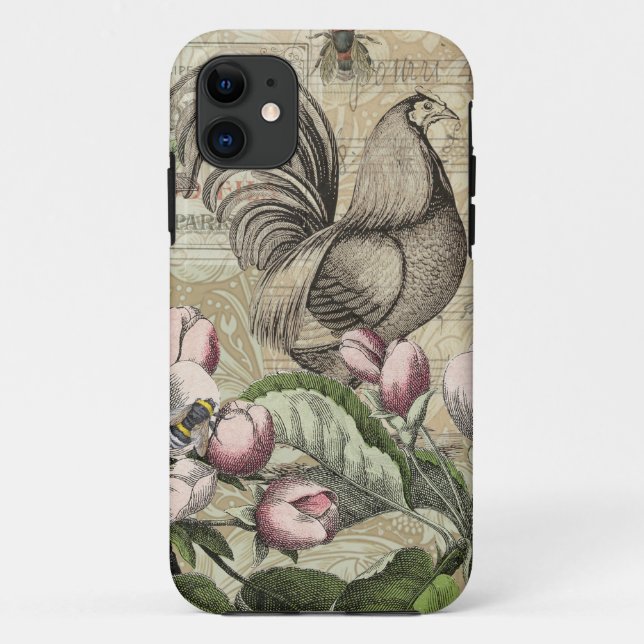 Rooster Garden Blumen Butterfly Art Case-Mate iPhone Hülle (Rückseite)