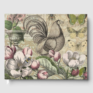 Rooster Garden Blumen Butterfly Art Gästebuch