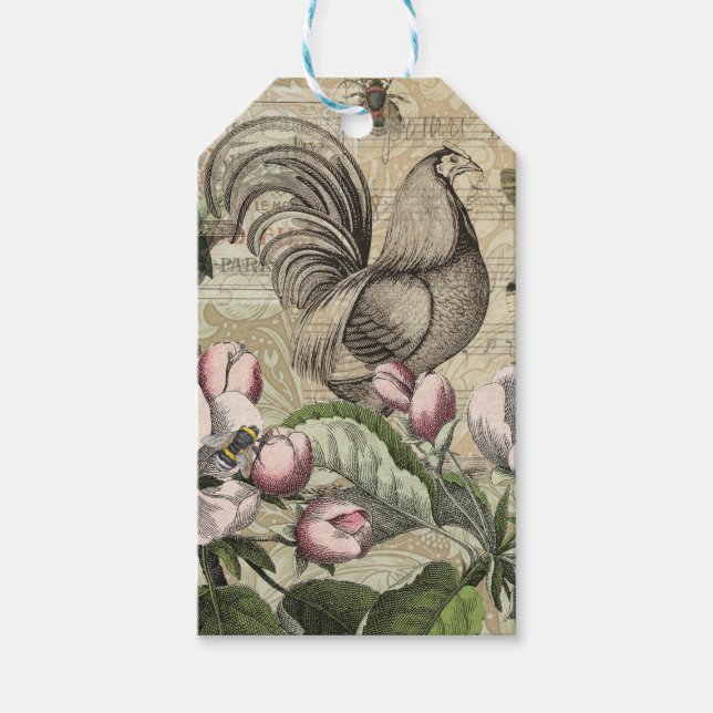 Rooster Garden Blumen Butterfly Art Geschenkanhänger (Vorderseite)