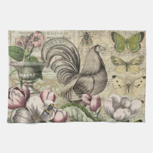 Rooster Garden Blumen Butterfly Art Geschirrtuch