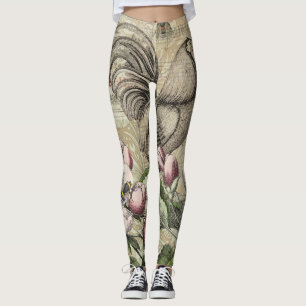 Rooster Garden Blumen Butterfly Art Leggings