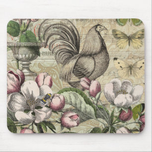 Rooster Garden Blumen Butterfly Art Mousepad