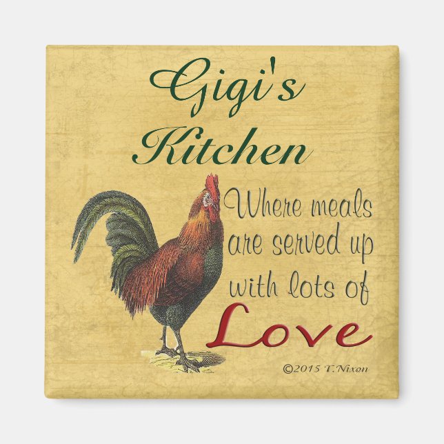 Rooster Gigis Kitchen Kühlschrank Magnet (Vorne)