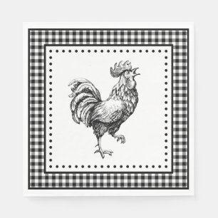 Rooster Gingham Serviette
