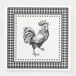 Rooster Gingham Serviette