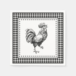 Rooster Gingham Serviette