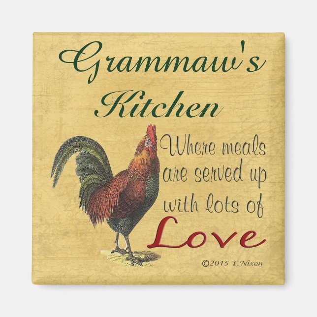 Rooster Grammaw's Kitchen Kühlschrank Magnet (Vorne)