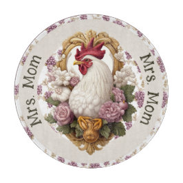 Rooster & Grapes Heraldic Crest in maroon, Schneidebrett