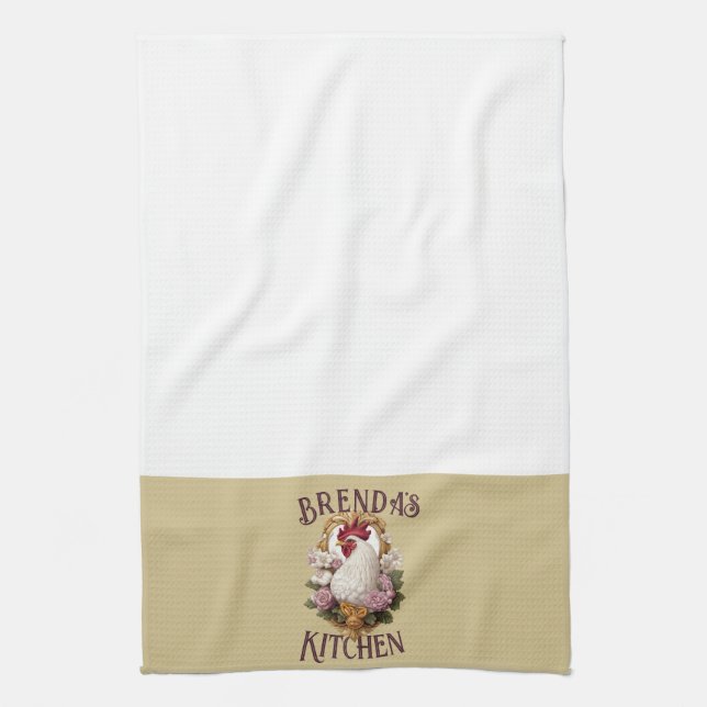 Rooster & Grapes Heraldic Crest, plain, Geschirrtuch (Vertikal)