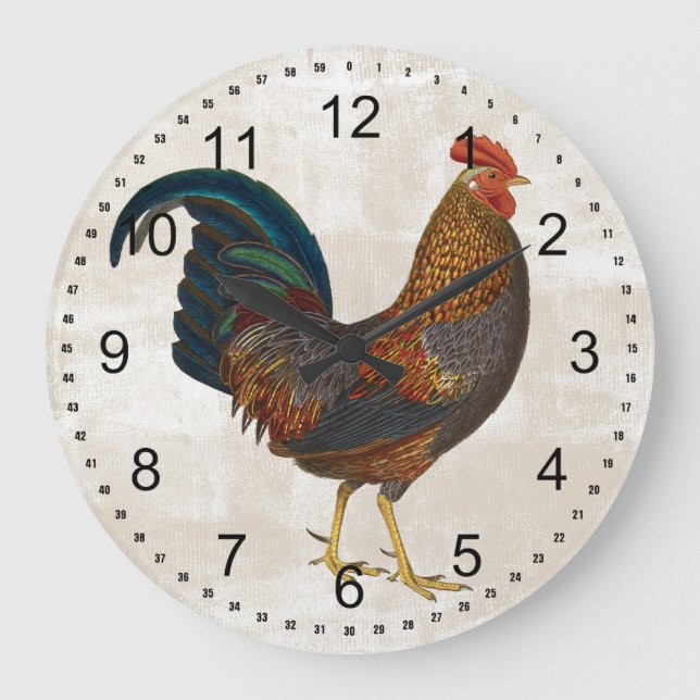 Rooster Große Wanduhr (Vorderseite)