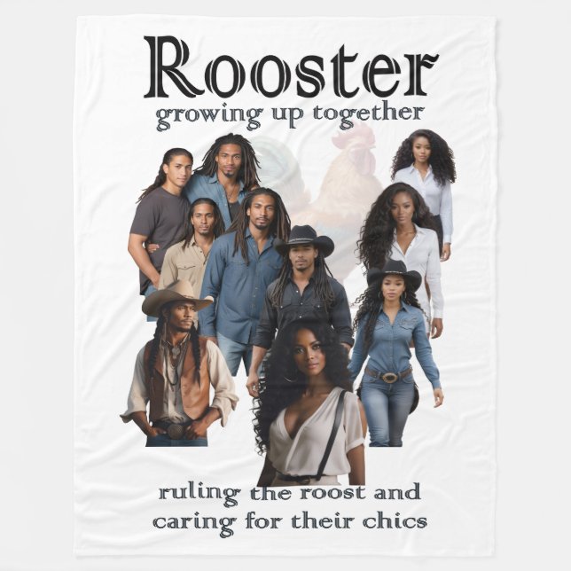 Rooster Grow Up Together Cover Art Sherpa Throw Fleecedecke (Vorderseite)