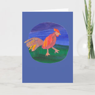 Rooster Grußkarte, Bauernhof, Hühner, personalisie Karte