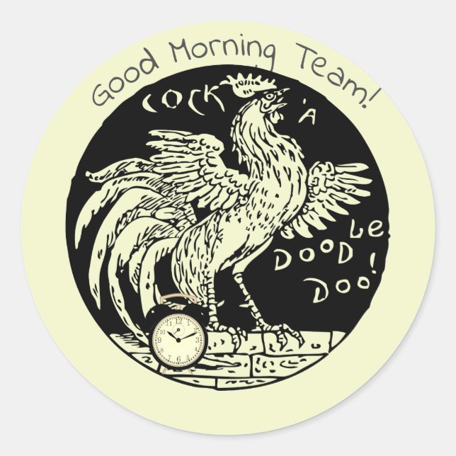 Rooster Happy Morning Team | Runder Aufkleber (Vorderseite)