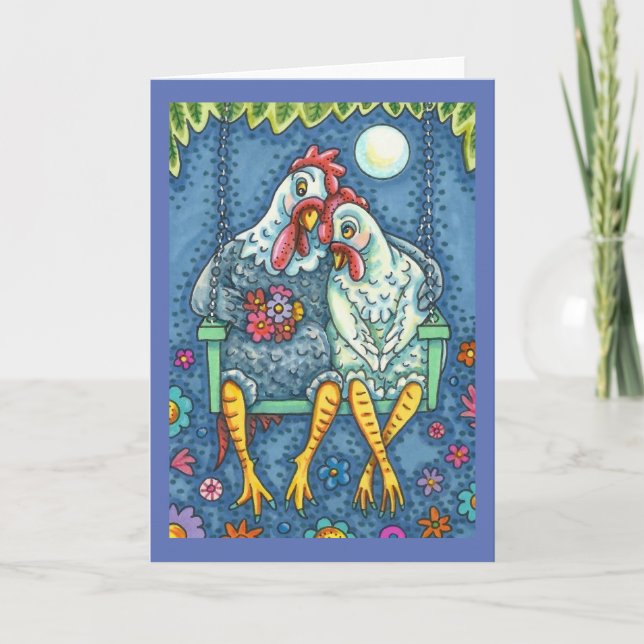 ROOSTER HEN CANODLES, NIEDLICH CHICKEN ROMANCE *Le Karte (Vorderseite)