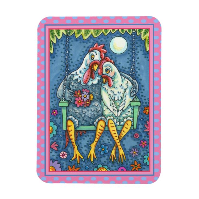 ROOSTER HEN CANODLES, NIEDLICH CHICKEN SWEETHEARD MAGNET (Vertikal)