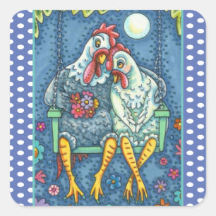 ROOSTER HEN CANODLES, NIEDLICH CHICKEN SWEETHEARD QUADRATISCHER AUFKLEBER