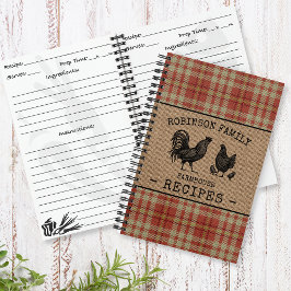 Rooster Hen Familienbauernhof Rotes Kariertes Reze Notizbuch