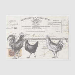 Rooster Hen Französisch Script Farmhouse Bird Deco Seidenpapier