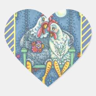 ROOSTER & HEN LOVERS, CHICKEN STICKERS Herzstück