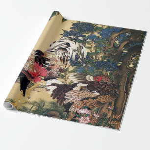 Rooster Hen und Hydrangea von Ito Jakuchu Geschenkpapier