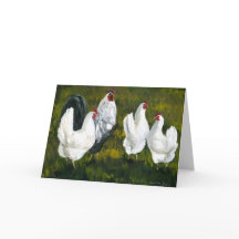 "Rooster & Hens" Art Grußkarte