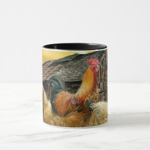 Rooster Hens Rustic Stall Coop Paper Tischset Tasse