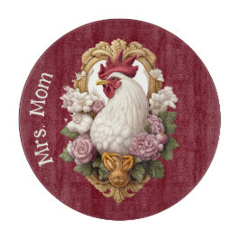 Rooster Heraldic Wappen in Maroon, Schneidebrett