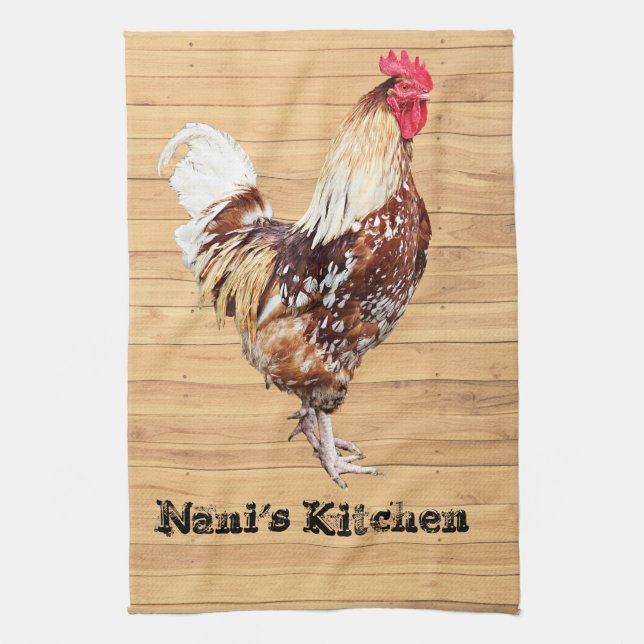 Rooster Hühnchen Personalisieren Hinzufügen Name T Geschirrtuch (Vertikal)
