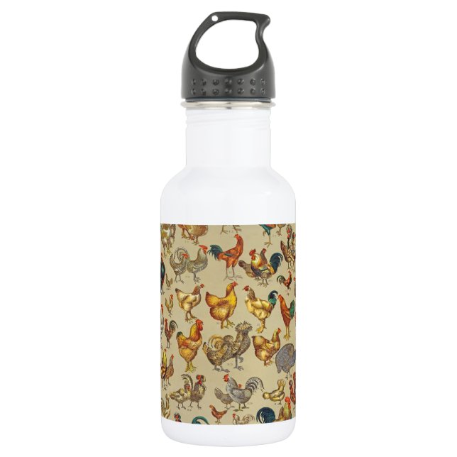 Rooster-Hühnerfarm Landtier Edelstahlflasche (Vorderseite)