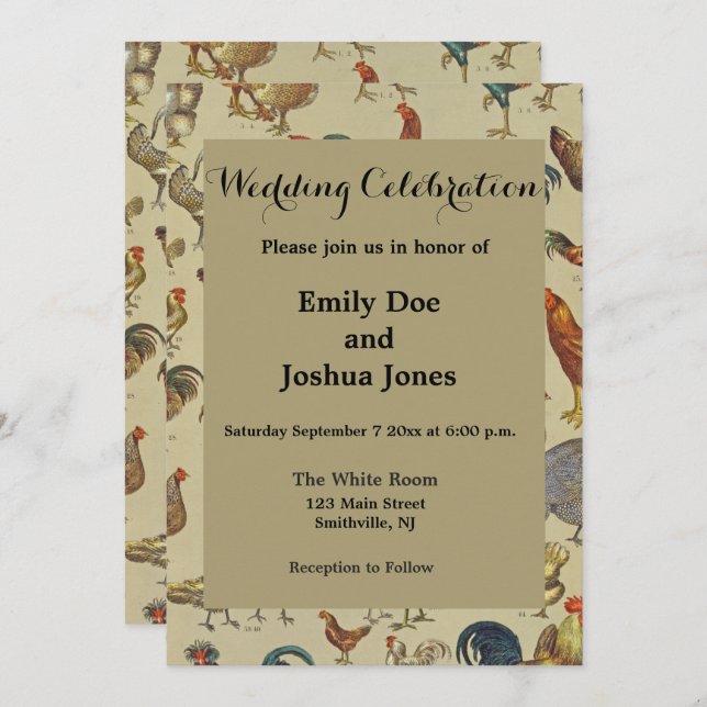 Rooster-Hühnerfarm Landtier Einladung (Vorne/Hinten)