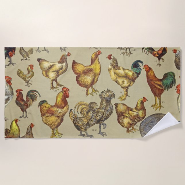 Rooster-Hühnerfarm Landtier Strandtuch (Vorderseite)